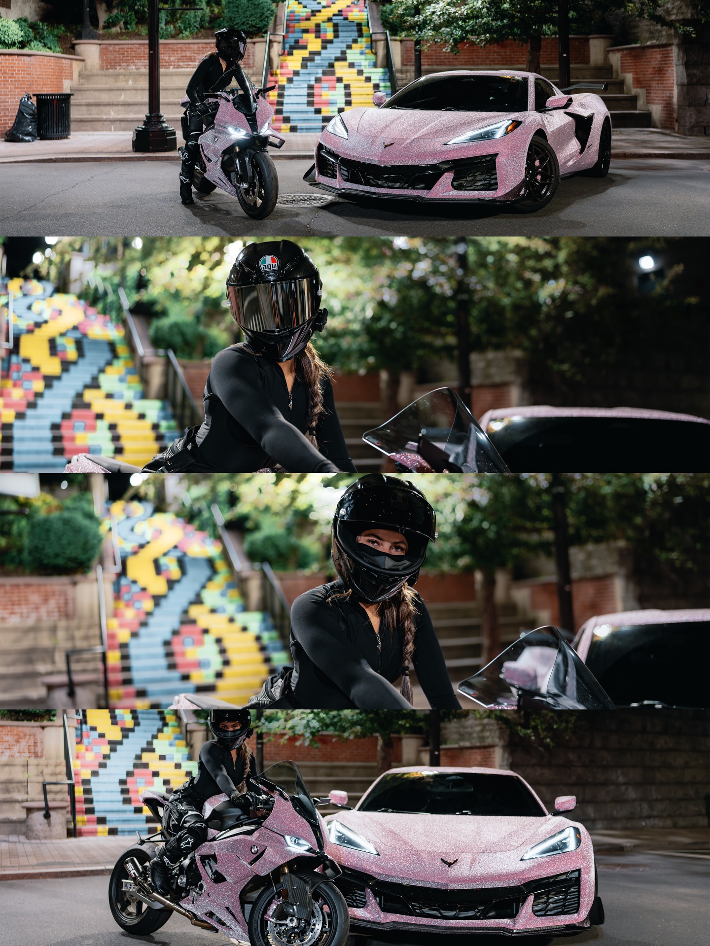 Matte Diamond Glitter Pink Car Vinyl Wrap  review 3