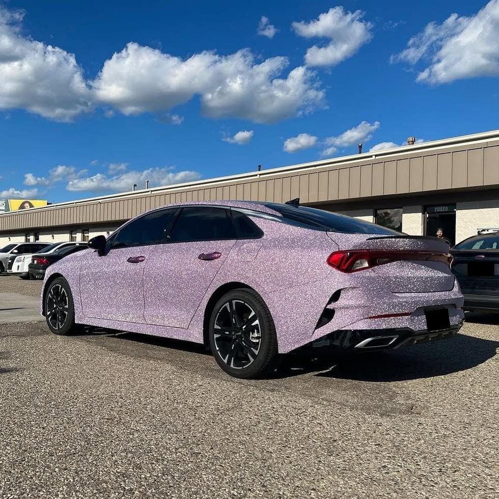 Matte Diamond Glitter Purple Car Vinyl Wrap review 1