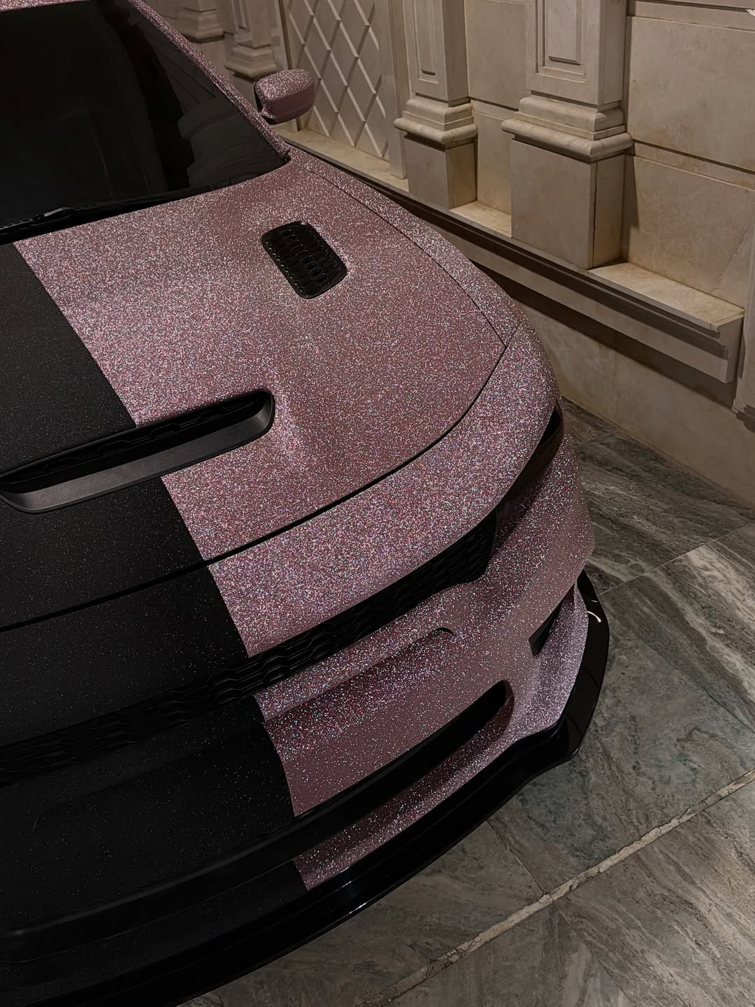 Matte Diamond Glitter Pink Car Vinyl Wrap  review 0