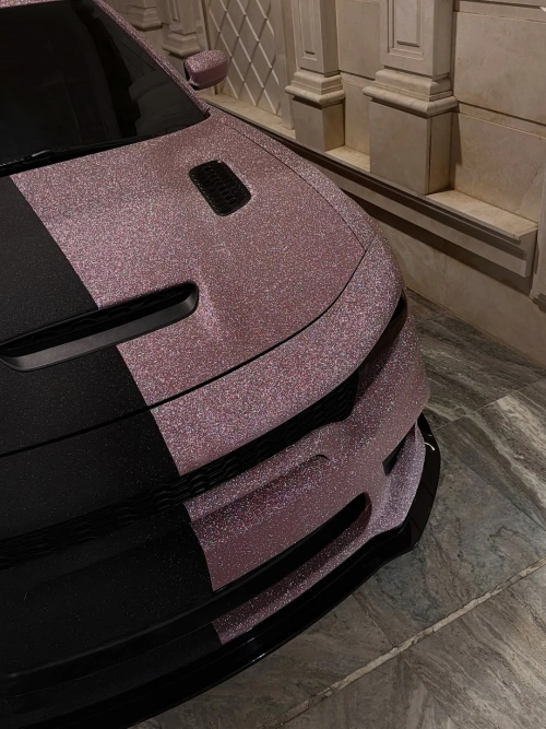 Matte Diamond Glitter Pink Car Vinyl Wrap  reviewed by