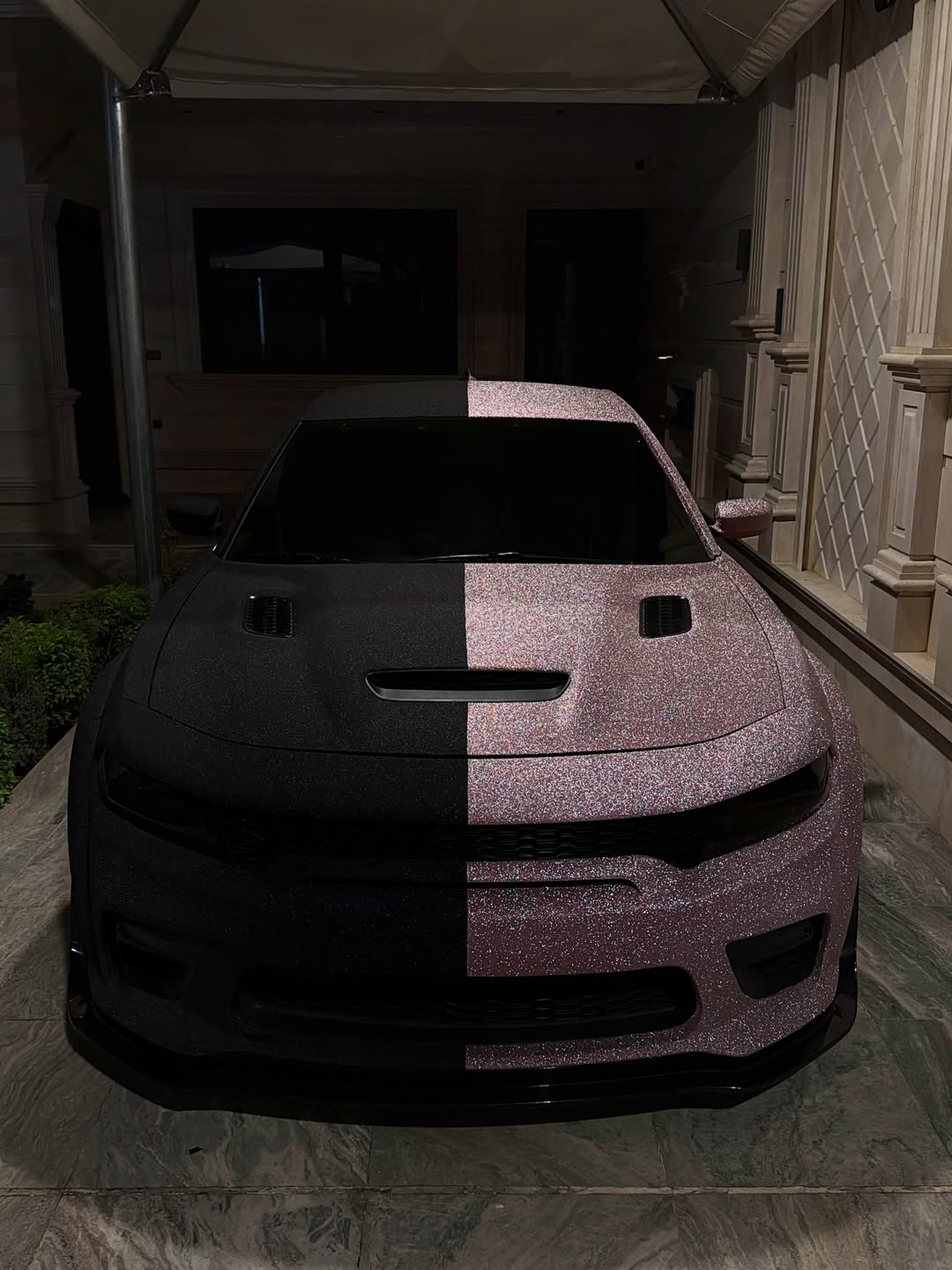 Matte Diamond Glitter Pink Car Vinyl Wrap  review 2