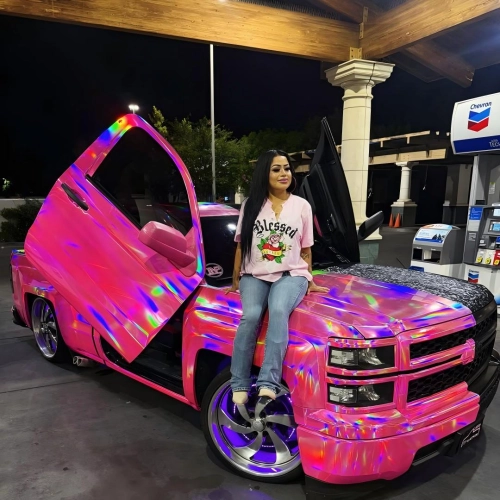 Gloss Pink Holographic Chrome Laser Car Vinyl Wrap Coupe BMW reviewed by
