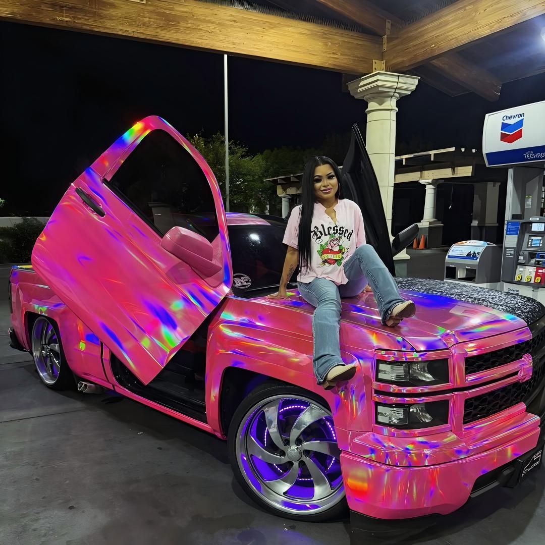 Gloss Pink Holographic Chrome Laser Car Vinyl Wrap Coupe BMW review chiinaxox 01