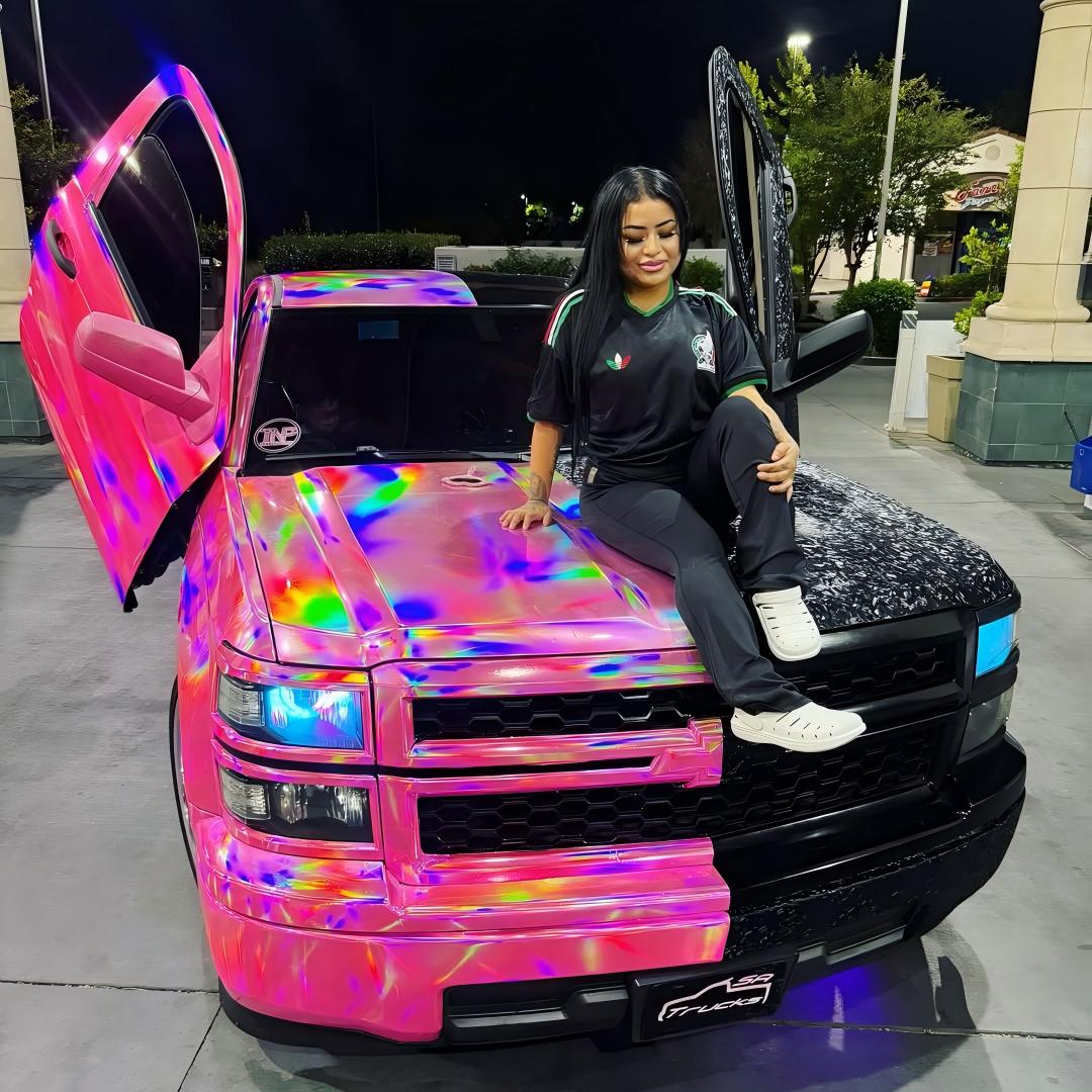 Gloss Pink Holographic Chrome Laser Car Vinyl Wrap Coupe BMW review chiinaxox 02
