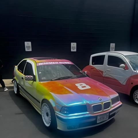 Gloss Rainbow Chrome Holographic Pink Car Vinyl Wrap reviewed by