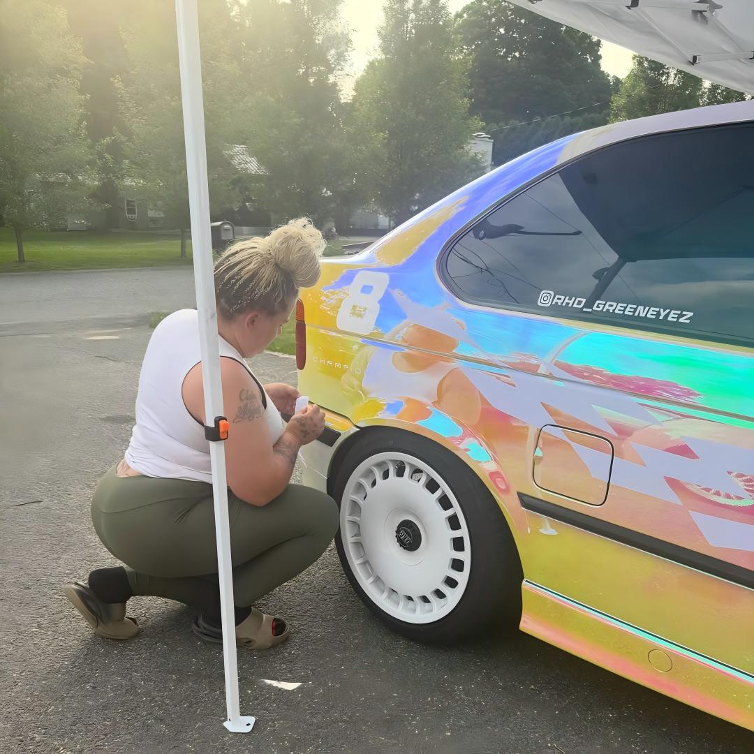 Gloss Rainbow Chrome Holographic Pink Car Vinyl Wrap review 1