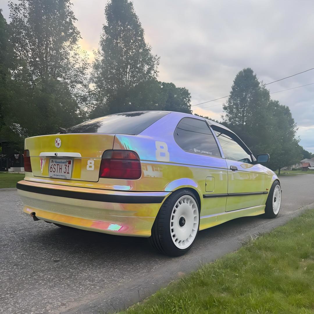 Gloss Rainbow Chrome Holographic Pink Car Vinyl Wrap review 4