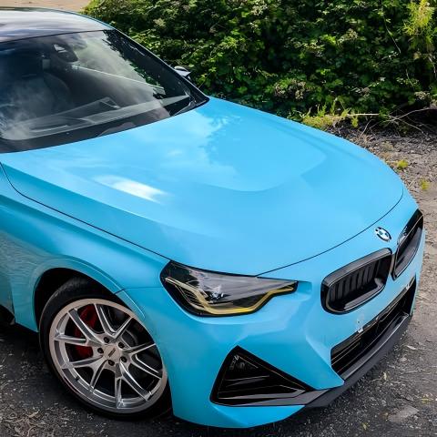 Gloss Light Sky Blue Car Vinyl Wrap PET review 3