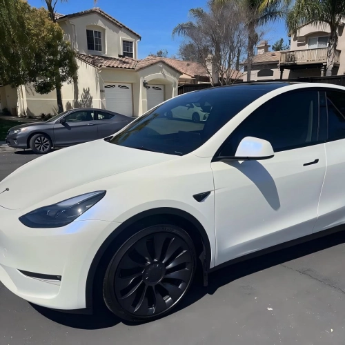 Matte Metallic Chameleon Blue White Pearlescent Car Vinyl Wrap reviewed by