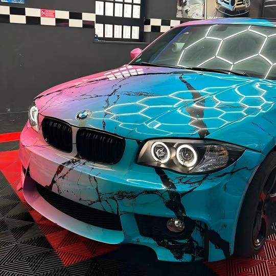 ALUKOVINYL  Pink to Blue Gradient Marble Print Custom Car Wrap  review vpeliculasalgarve 00