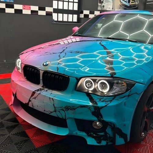 ALUKOVINYL  Pink to Blue Gradient Marble Print Custom Car Wrap  reviewed by