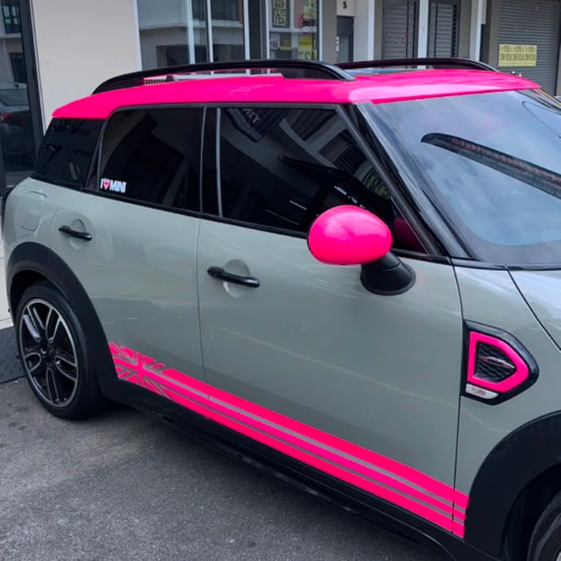 Gloss Fluorescent Pink Car Vinyl Wrap review 1