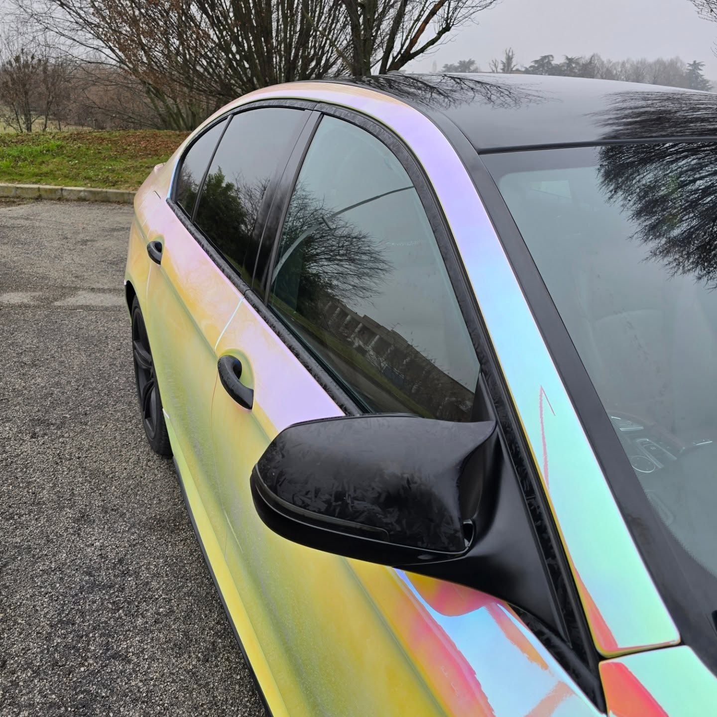 Gloss Rainbow Chrome Holographic Pink Car Vinyl Wrap review 5