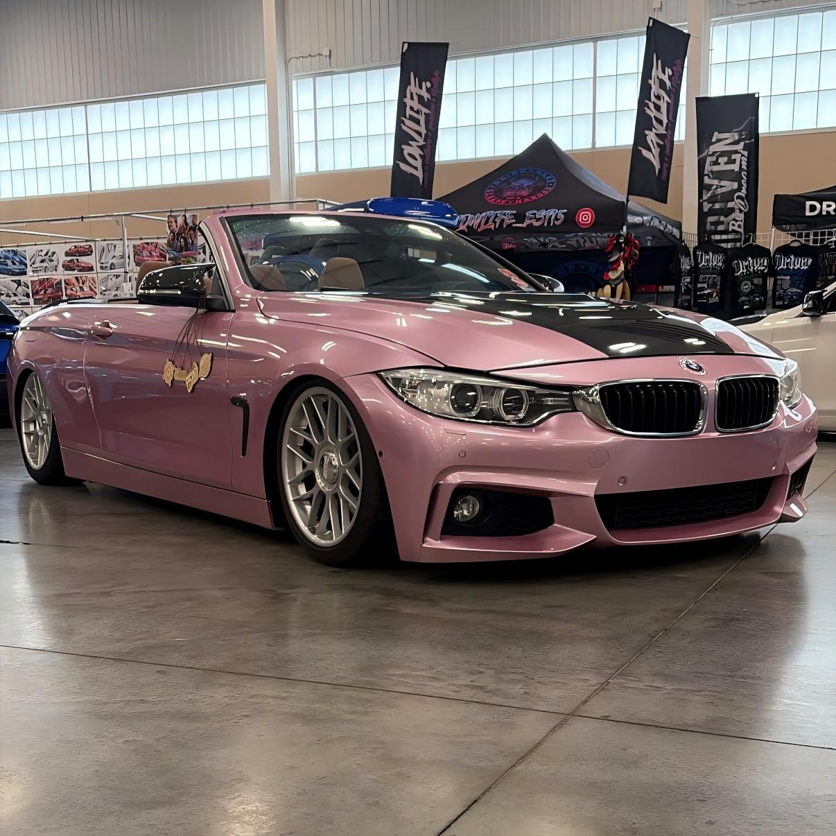 Gloss Metallic Passion Pink Car Vinyl Wrap PET review 0