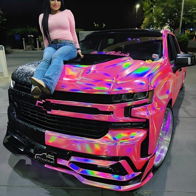 Gloss Pink Holographic Chrome Laser Car Vinyl Wrap Coupe BMW review 1