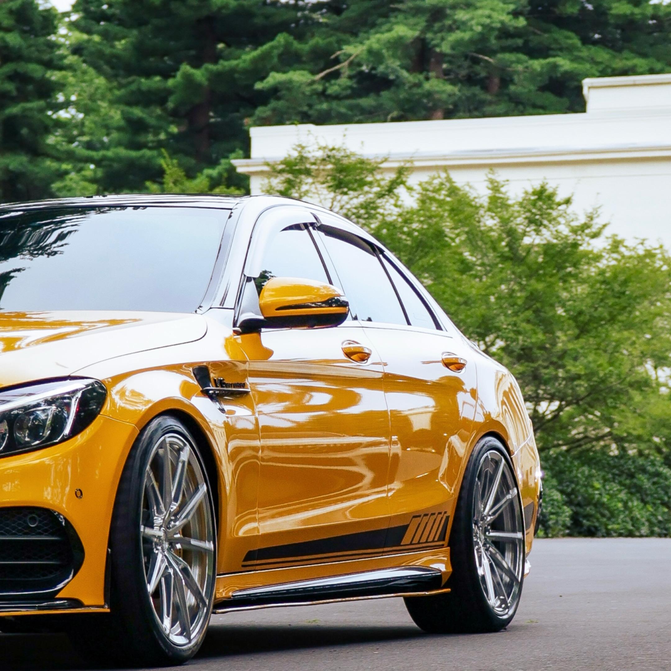 Gloss Metallic Golden Yellow Car Vinyl Wrap PET review 0