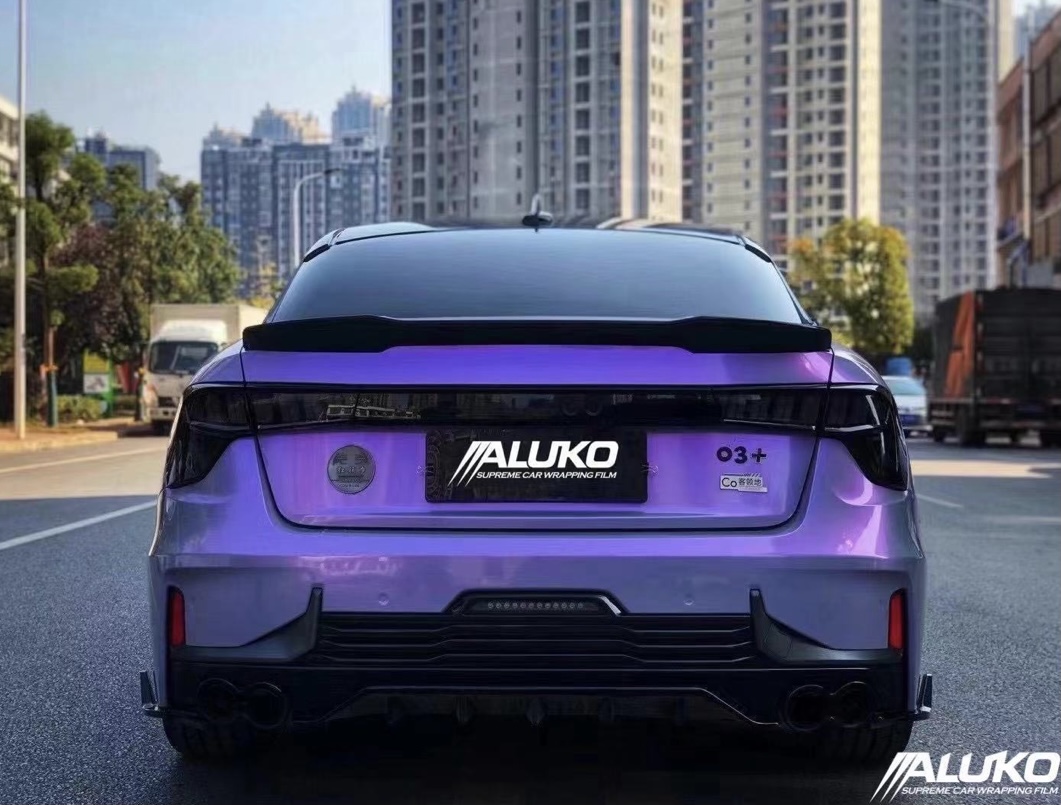 Explore the unique style of grey purple car wrap