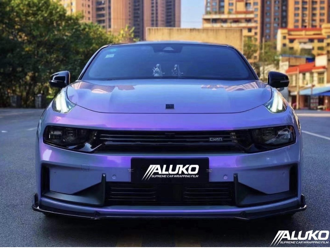 Explore the unique style of grey purple car wrap