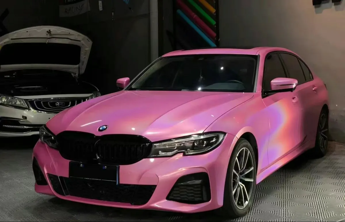 Best Gloss Rainbow Pink Car Wrap  Metallic Rainbow Pink Vinyl Wrap -  ALUKOVINYL