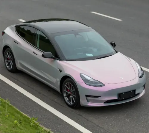 Embrace Uniqueness: Exploring Gloss Metallic Chameleon Pink Grey Car Vinyl Wrap