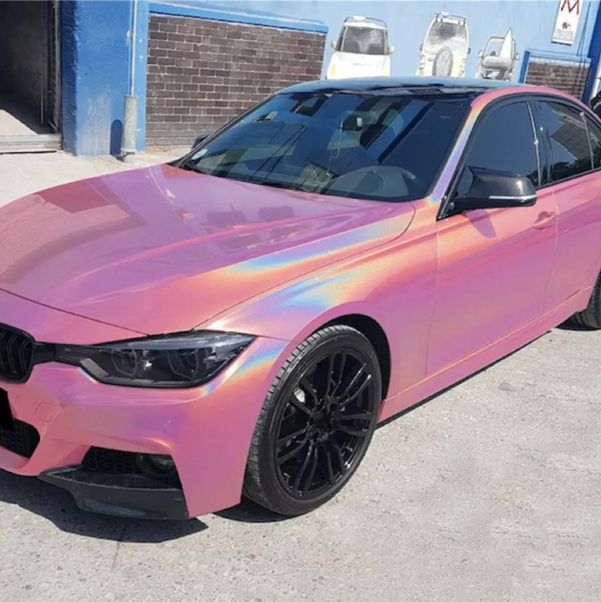 Gloss Metallic Rainbow Laser Pink Car Vinyl Wrap