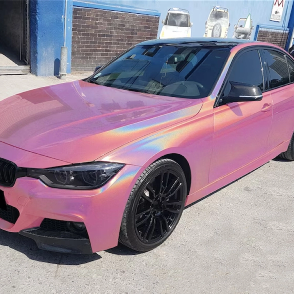 Gloss Metallic Rainbow Laser Pink Car Vinyl Wrap