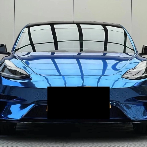 Turn Heads with Gloss Mirror Chrome Blue Car Vinyl Wrap