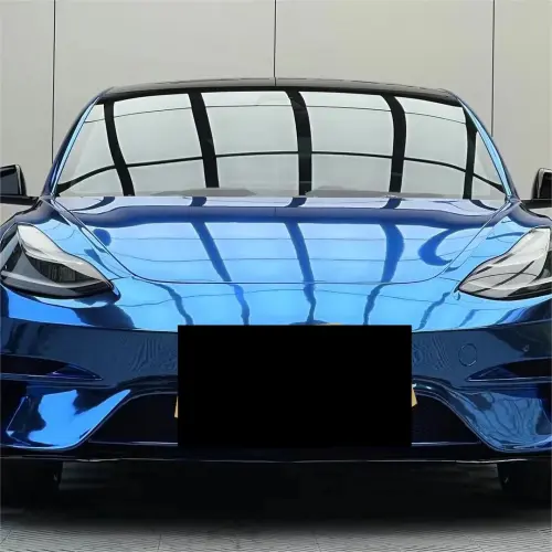 Turn Heads with Gloss Mirror Chrome Blue Car Vinyl Wrap