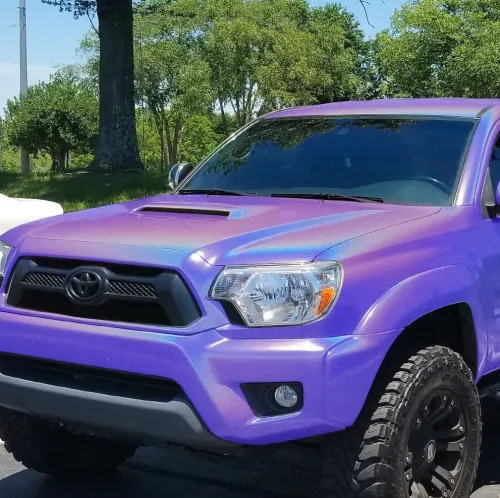 Transform Your Ride: Gloss Metallic Rainbow Laser Purple Car Vinyl Wrap