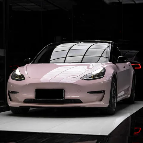 Add a Touch of Elegance with Gloss Metallic Macaron Peach Pink Car Wrap