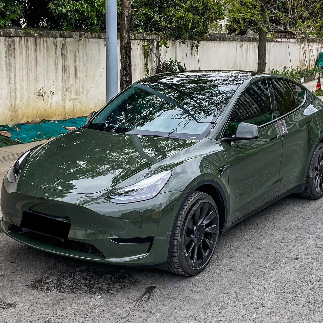 Transform Your Ride with Gloss Black Olive Green Car Vinyl Wrap