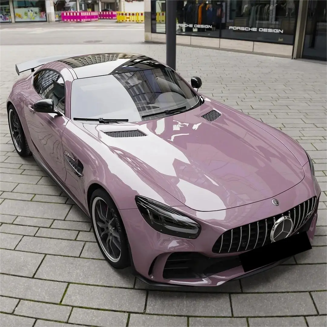 Elevate Your Car's Look with Gloss Rose Latte Pink Car Vinyl Wrap PET