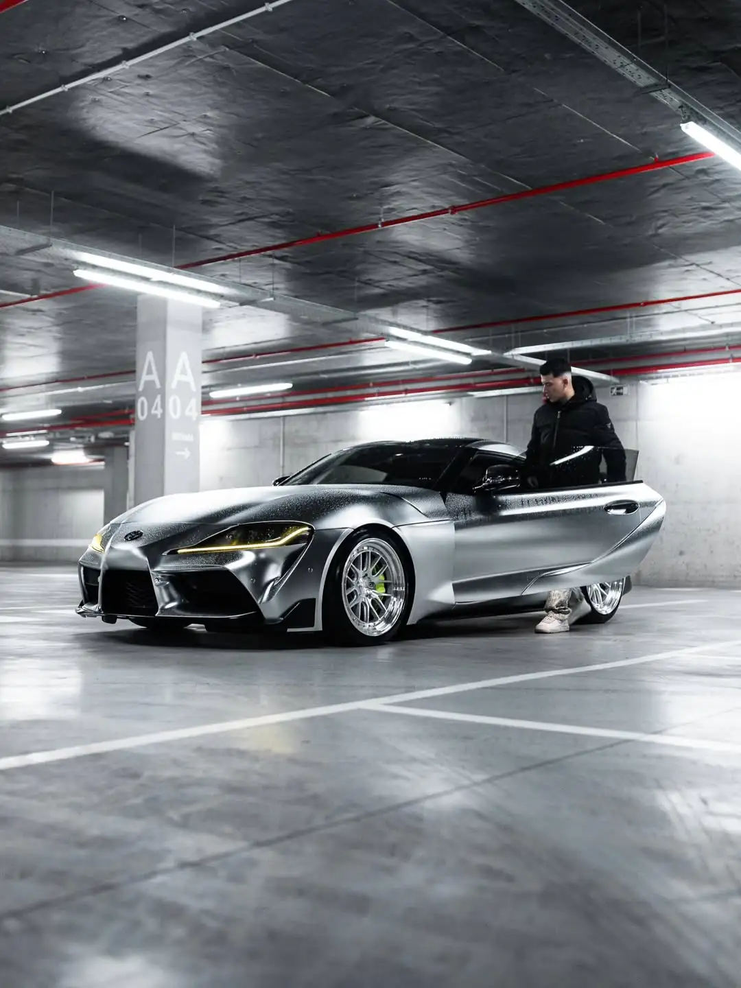satin silver car wrap