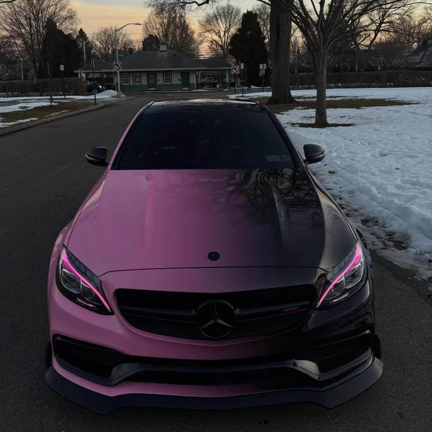 benz wrapped black to pink gradient custom wrap