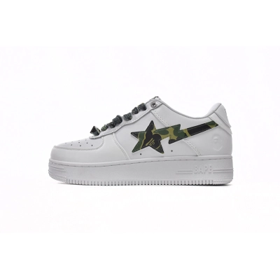 Bapesta A Bathing Ape Bape Sta Low White Green Camouflage 1H20-191-045 01
