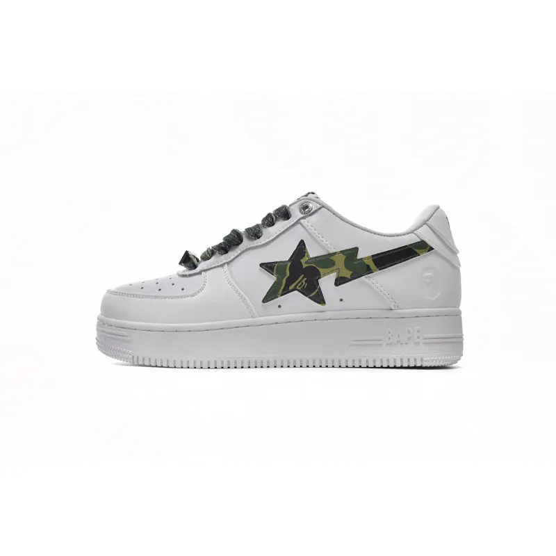 Bapesta A Bathing Ape Bape Sta Low White Green Camouflage 1H20-191-045