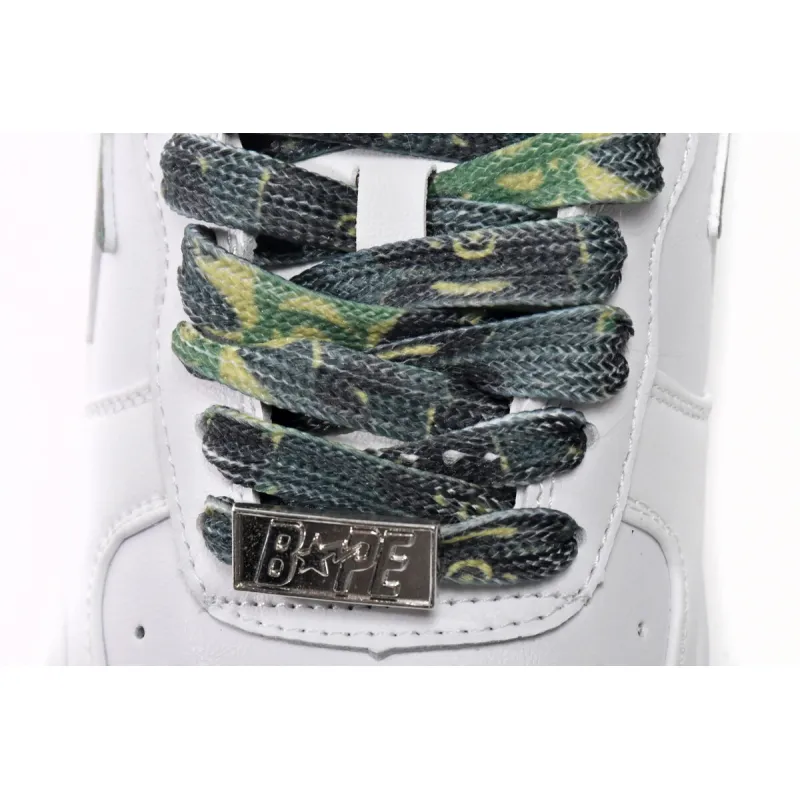 Bapesta A Bathing Ape Bape Sta Low White Green Camouflage 1H20-191-045