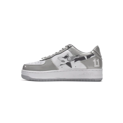 Bapesta A Bathing Ape Bape Sta Low White Grey Mirror Surface 01