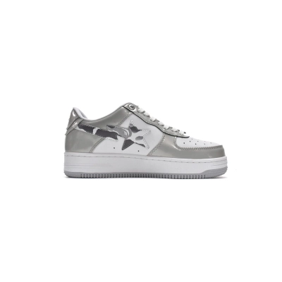 Bapesta A Bathing Ape Bape Sta Low White Grey Mirror Surface 02