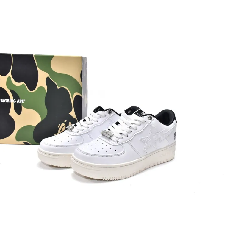 Bapesta Bathing Ape Bape Sta Low White Black 1H70-191-022