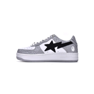 Bapesta Bathing Ape Bape Sta Low White Grey 1H70-191-002 01