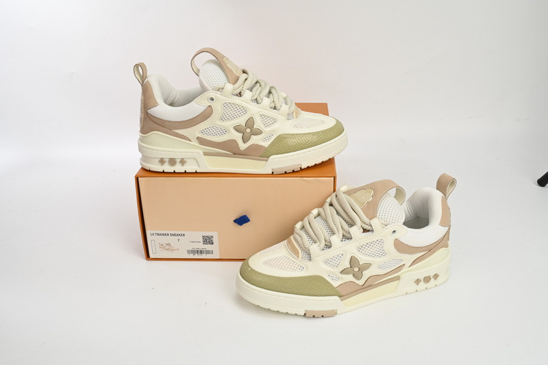 Louis Vuitton Leather lace up Fashionable Board Shoes Grey 51BCOLRB 