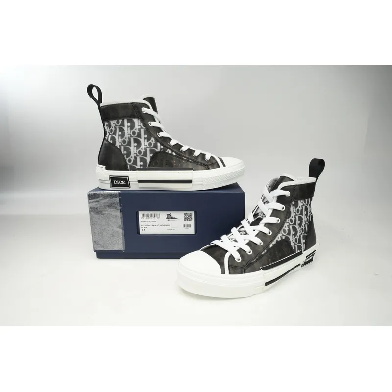 Dior B23 High Top Black and White Oblique Transparency 3SN272ZIR 16536