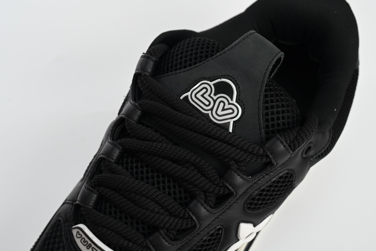 Louis Vuitton Leather lace up Fashionable Board Shoes Black 51BCOLRB