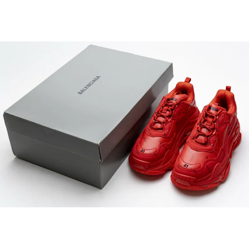 Balenciaga Triple S Letter Bright Red 524039 W2FA1 7632