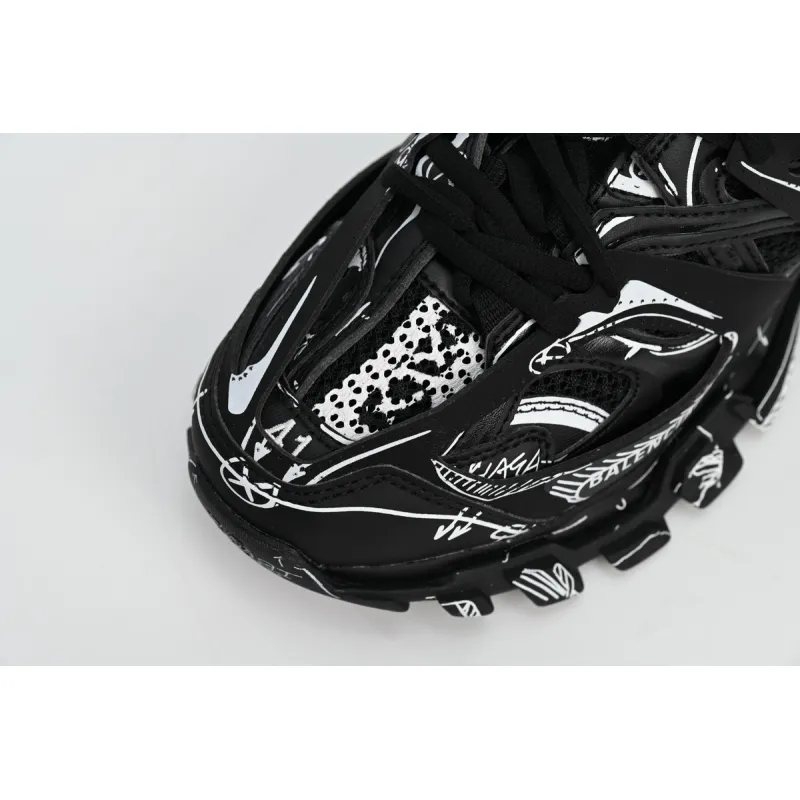 Balenciaga Tess S.Black Black-And-White Painting 542023 W3SR2 2315