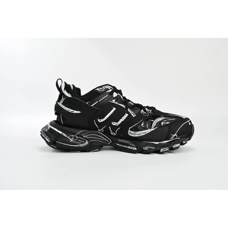 Balenciaga Tess S.Black Black-And-White Painting 542023 W3SR2 2315
