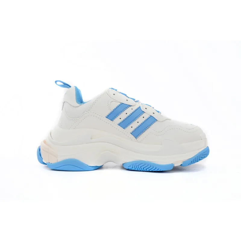 adidas x Balenciaga Triple S White And Blue Bars 712764 W2ZB3 9040