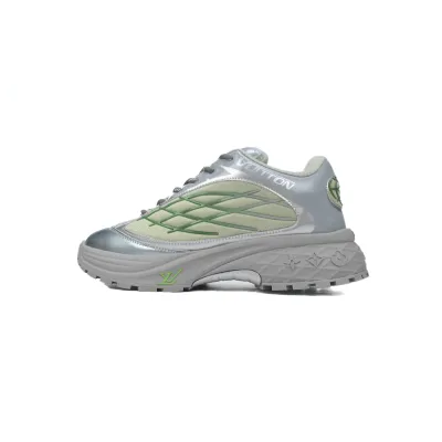 LOUIS VUITTON Discovery Lace Up White Silver Green 01