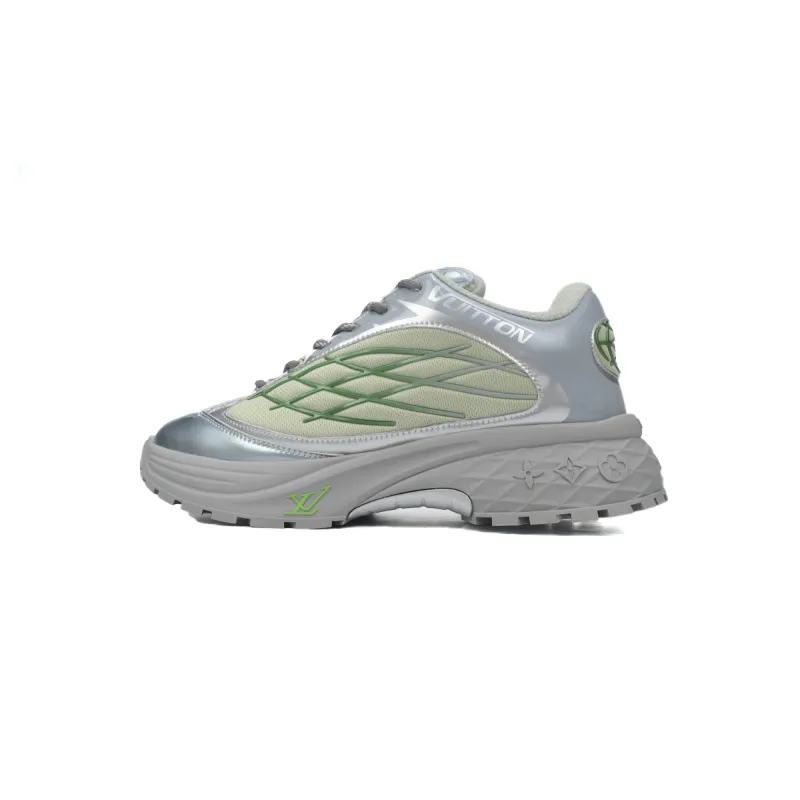 LOUIS VUITTON Discovery Lace Up White Silver Green